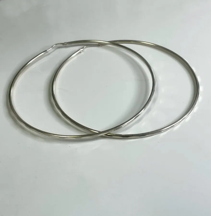 Mirror Silver Hoops