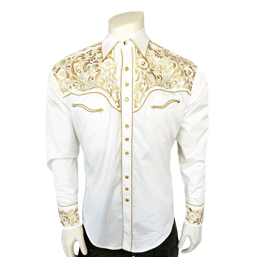 Ivory Dress Shirt with Gold Detail