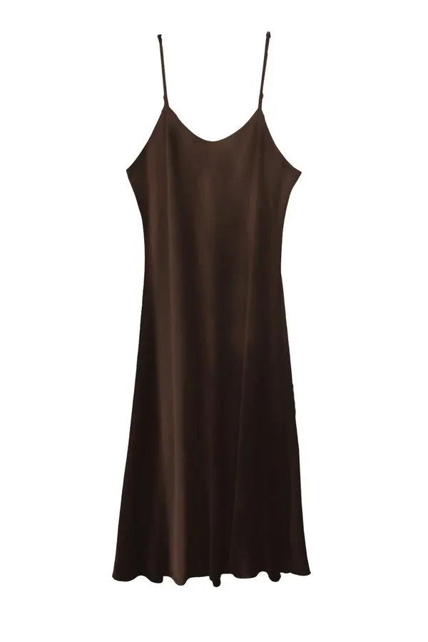 Espresso Silk Slip Dress