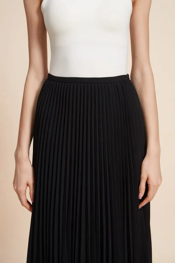 Onyx Pleated Midi Skirt
