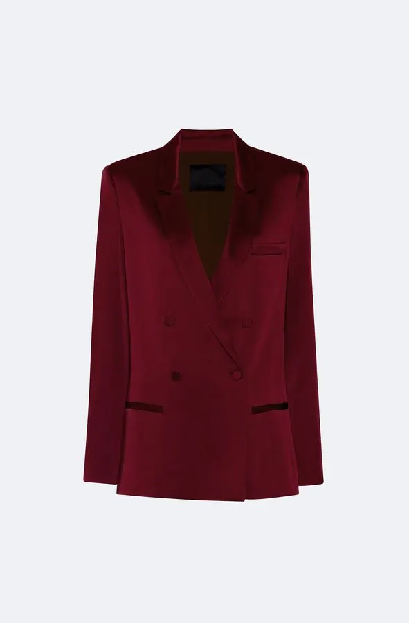 Scarlet Satin-Lapel Blazer