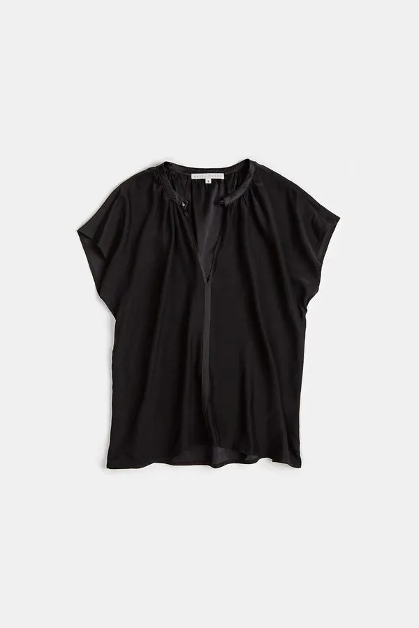 Noir Silk Charmeuse Blouse