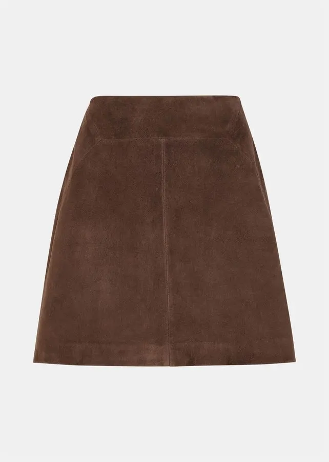 Cocoa Suede A-Line Skirt