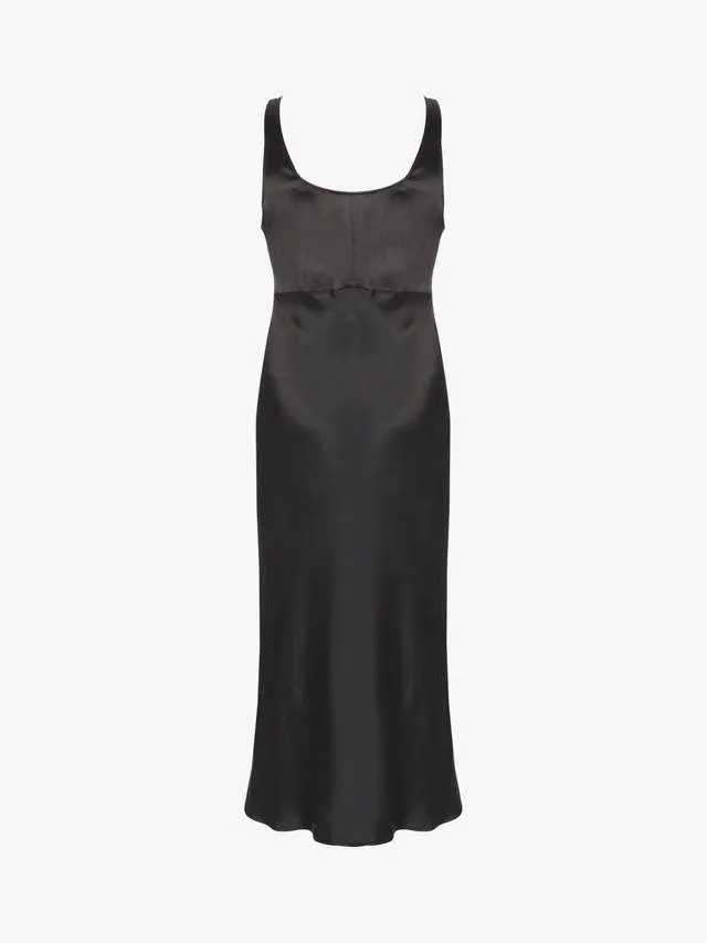Charcoal Silk Slip Midi
