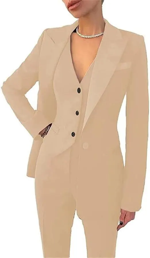 Champagne Wide-Leg Two-Piece Suit