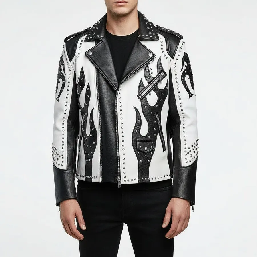 Rebel Studded Leather Biker Jacket