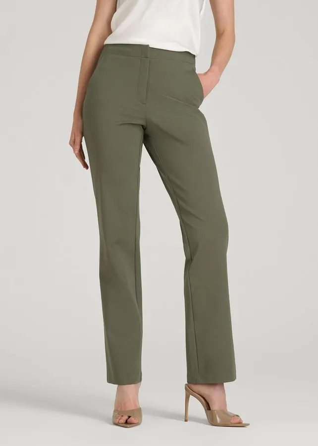 Olive Straight-Leg Trousers