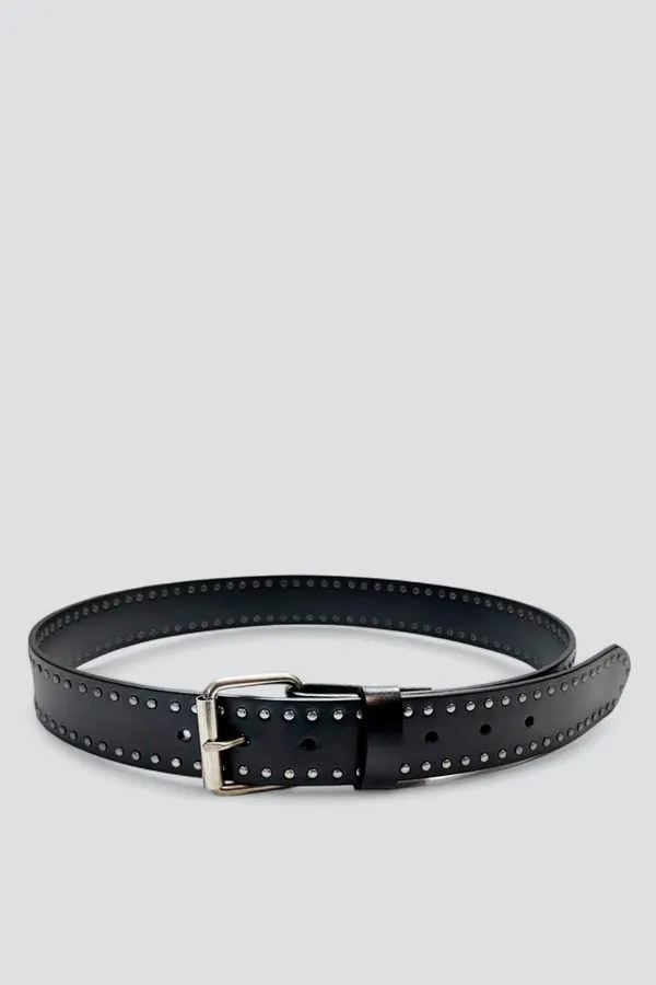 Studded Noir Leather Belt