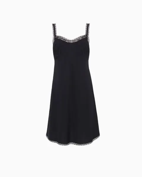 Noir Lace-Trim Slip Dress