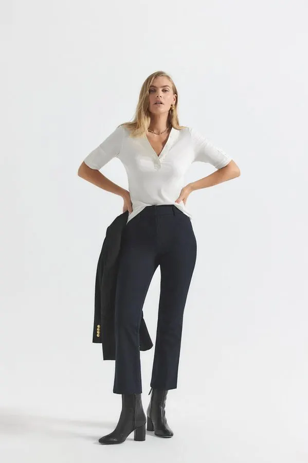 Midnight Cropped Flare Trousers