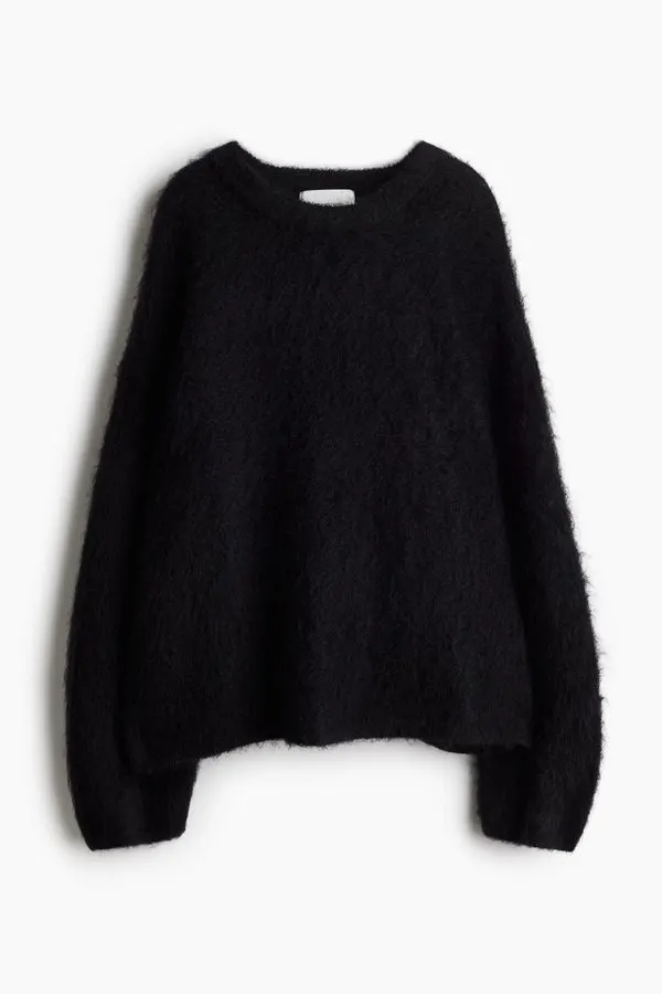 Black Mohair-Blend Sweater