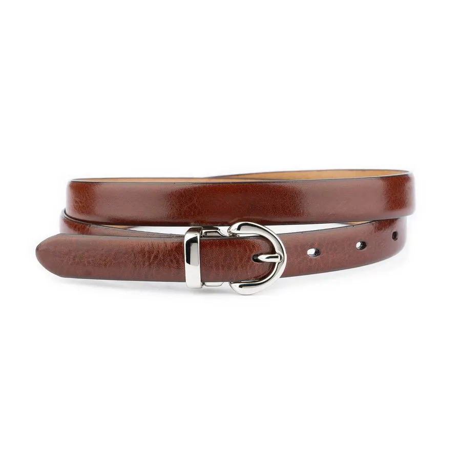 Cognac Silver-Buckle Belt