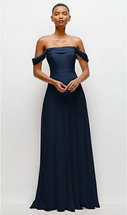 Midnight Blue Off-Shoulder Gown