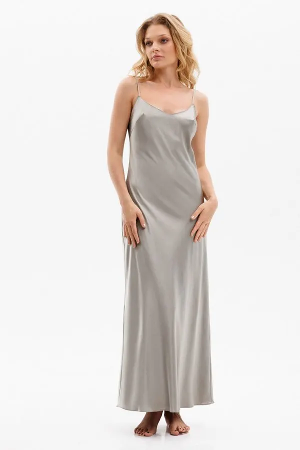 Smoke Grey Silk Slip