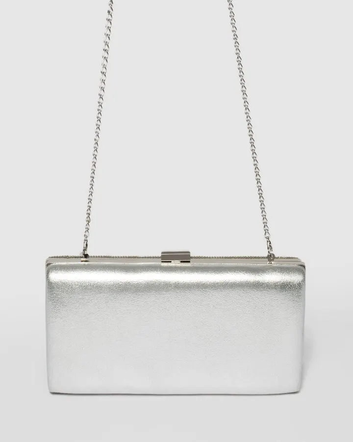 Lune Silver Hard-Case Clutch
