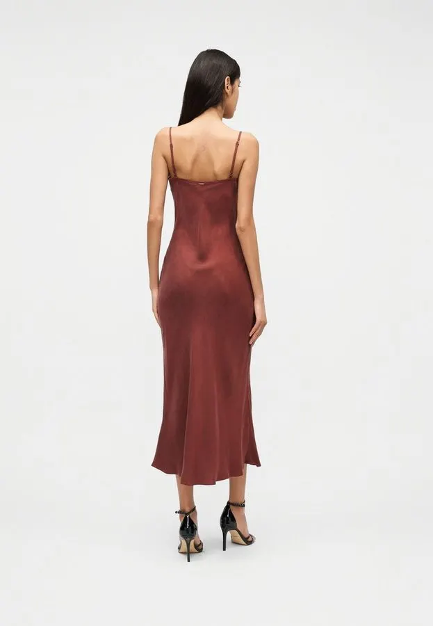 Bordeaux Satin Slip Dress