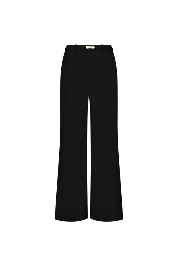 Noir Belted Palazzo Trousers