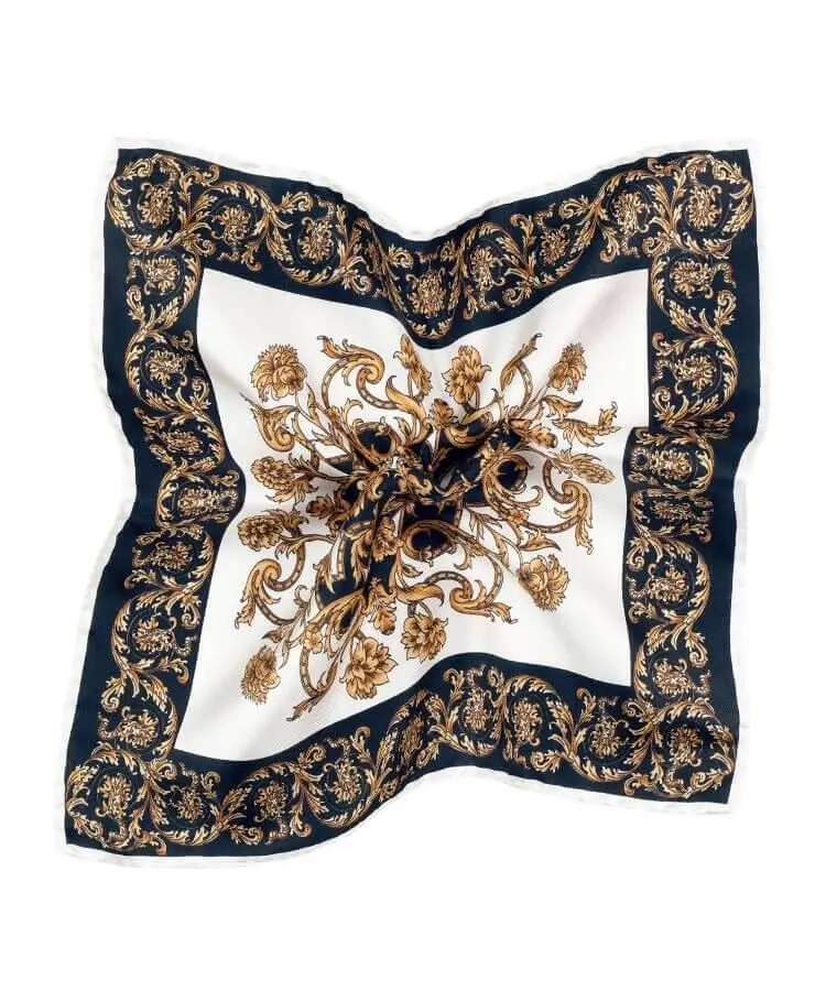 Blackened Gold Silk Pocket Square Scarf
