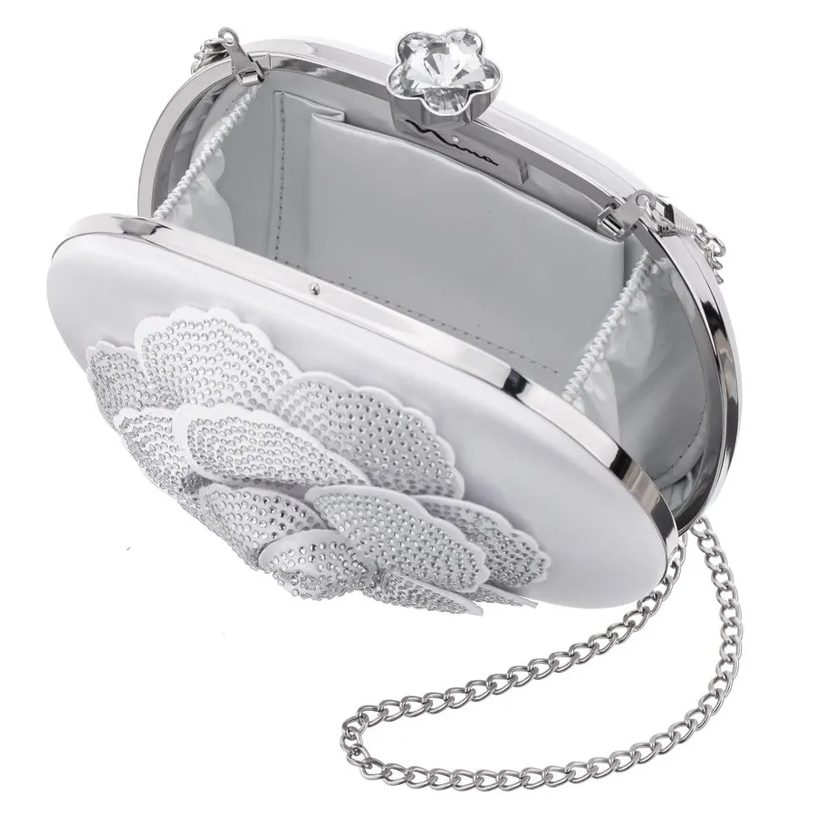 Fleur White Embellished Minaudière
