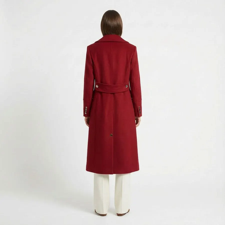 Crimson Statement Wool Coat