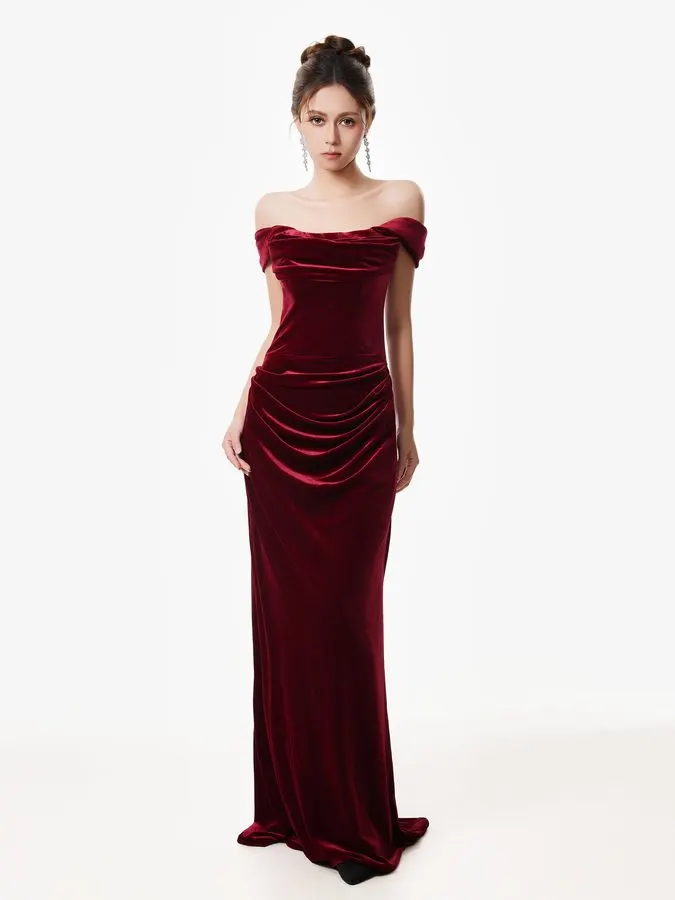 Grenat Red Velvet Gown