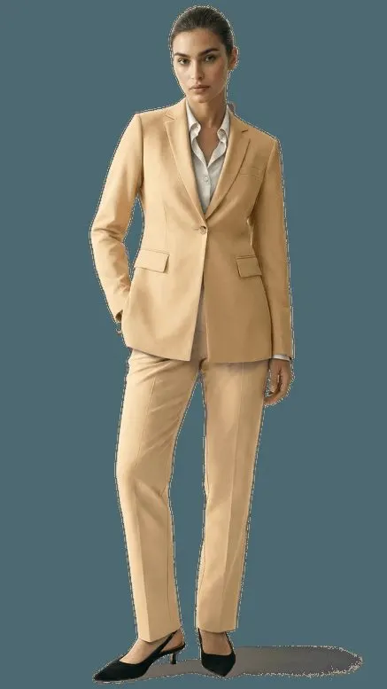 Champagne Wide-Leg Two-Piece Suit