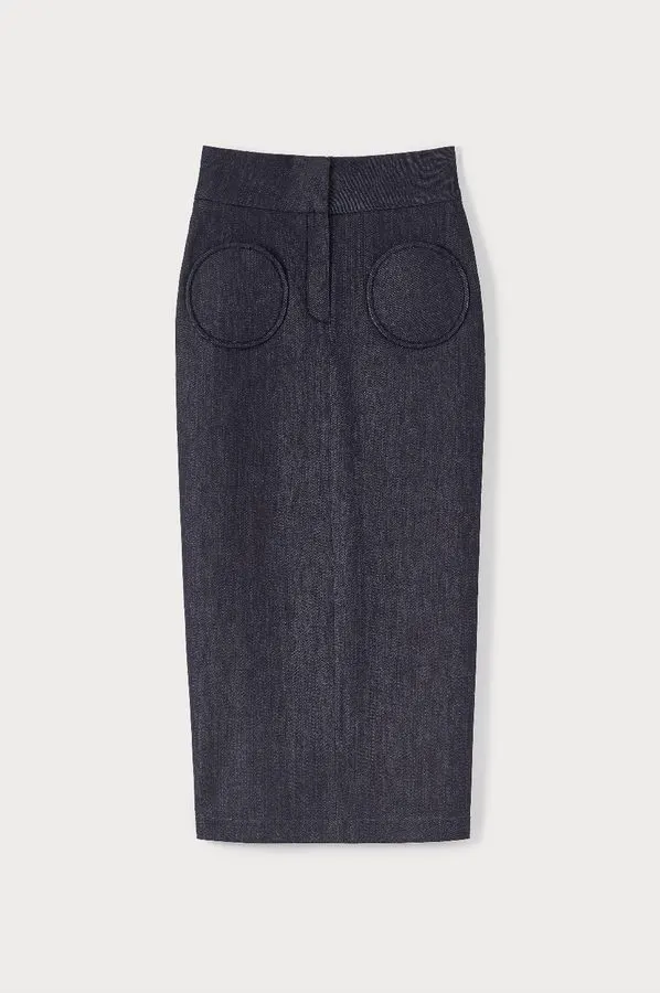 Structured Denim Pencil Skirt