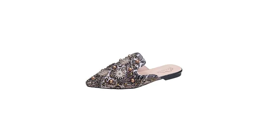 Jewel-Embellished Flat Mules