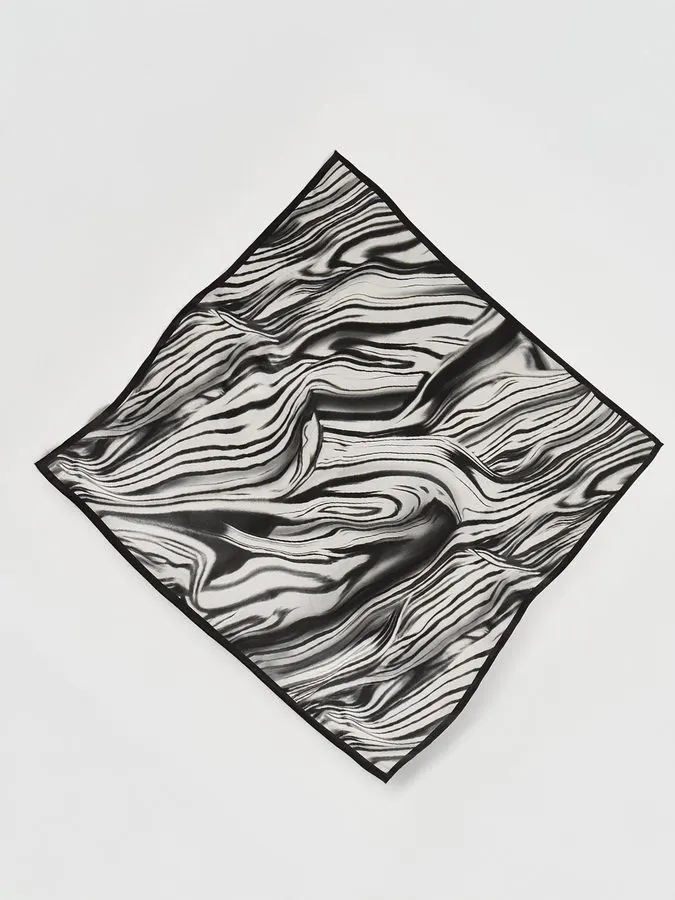 Charcoal Marble Silk Skinny Scarf