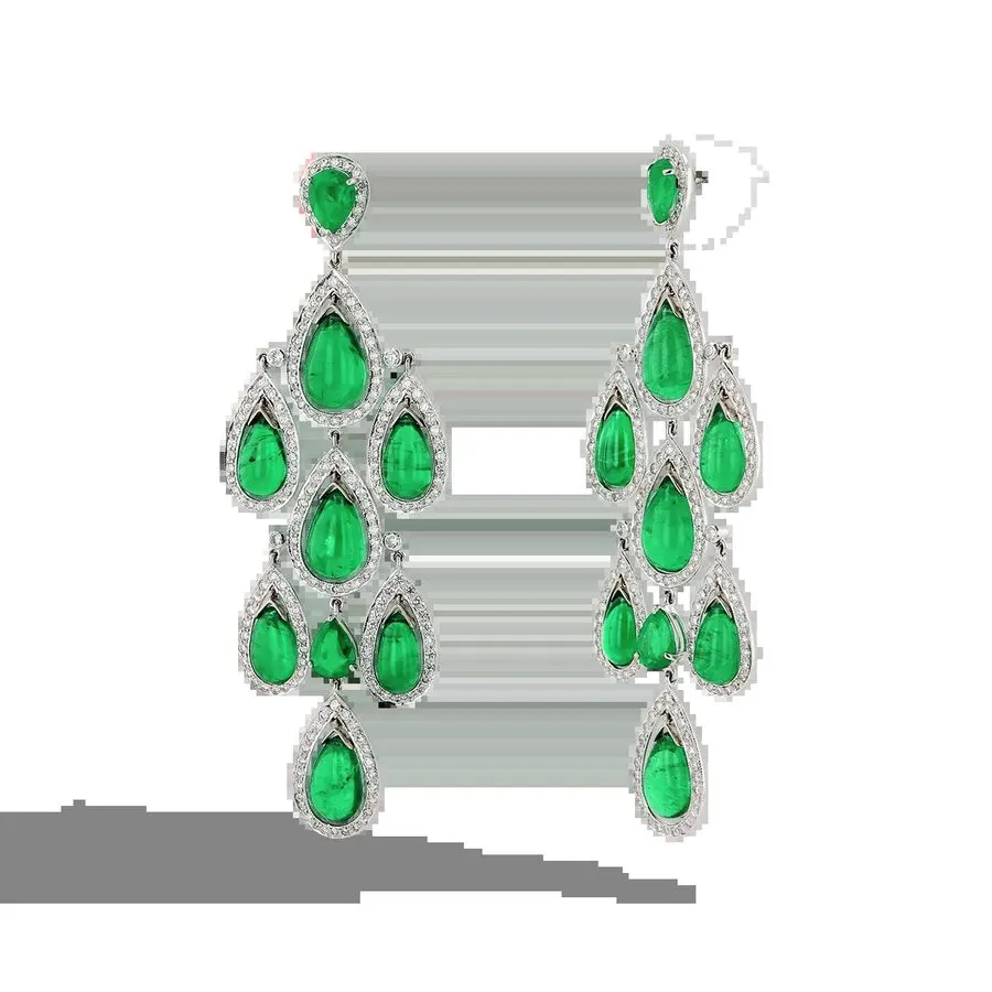Obsidian Emerald Chandelier Earrings