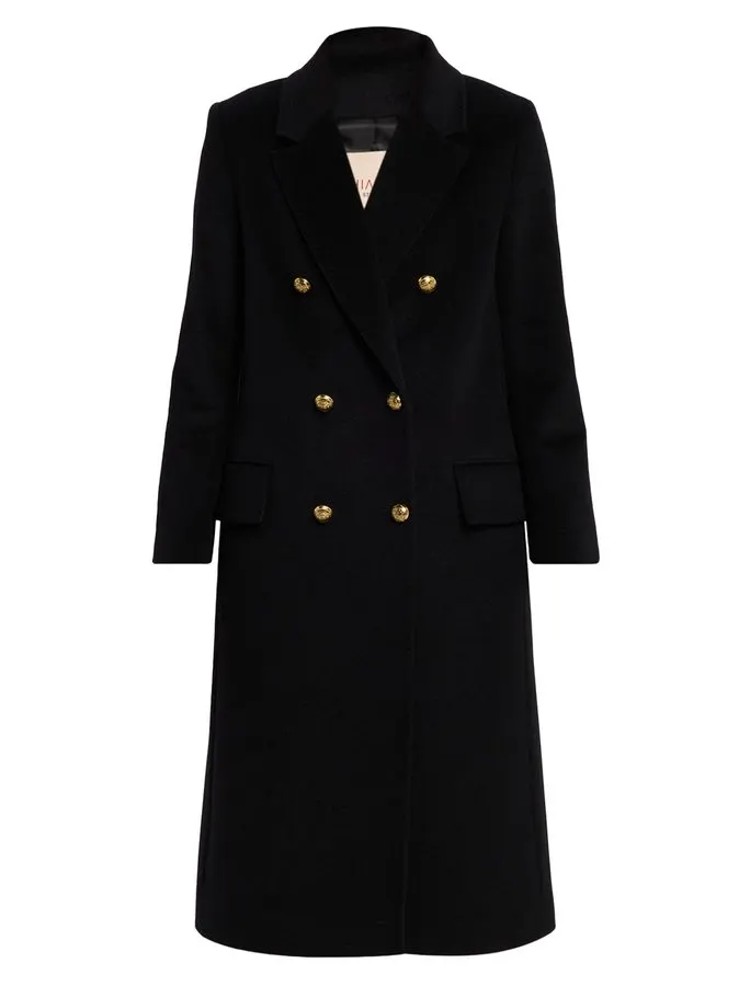 Onyx Double-Breasted Wool Coat