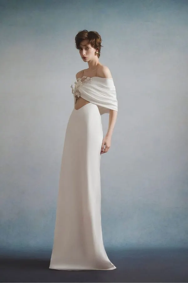 Obsidian Draped Evening Gown