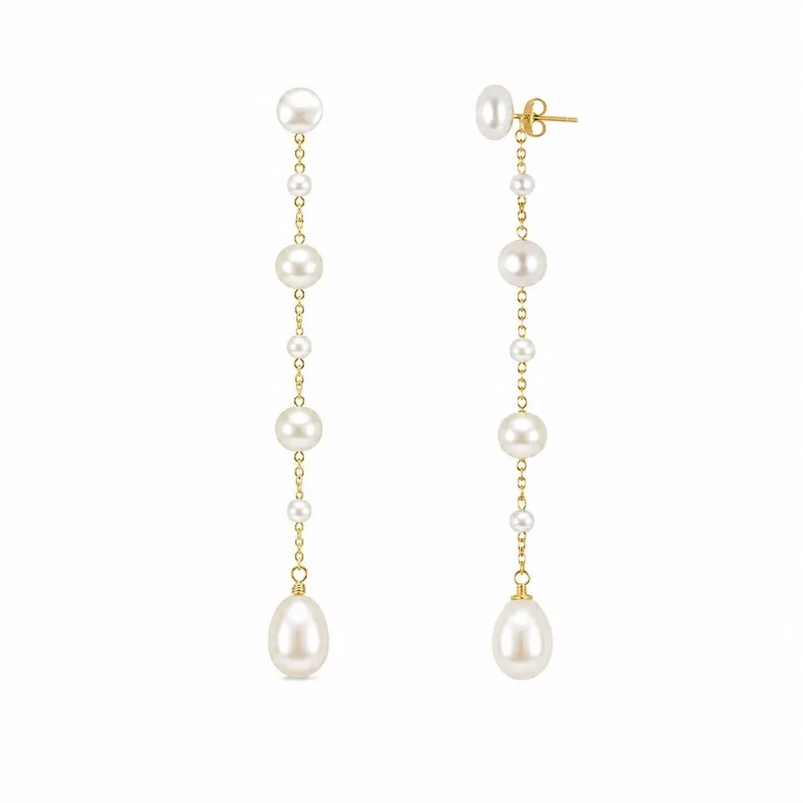 Cascade Pearl & Crystal Drop Earrings