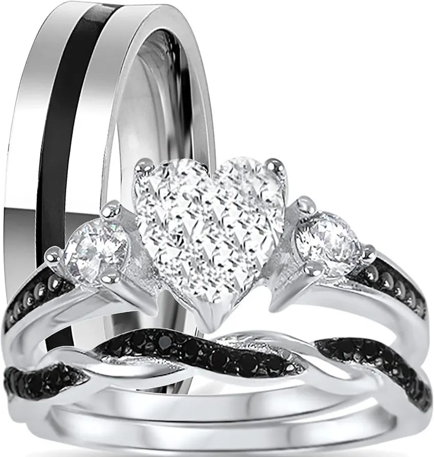 Noir Stack Trio Ring Set