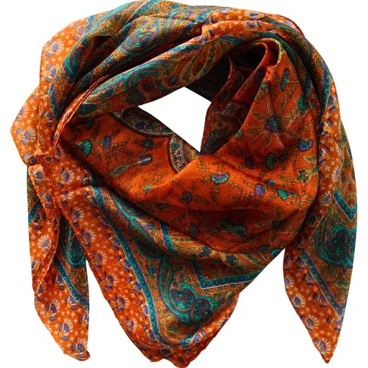 Saffron Printed Silk Scarf