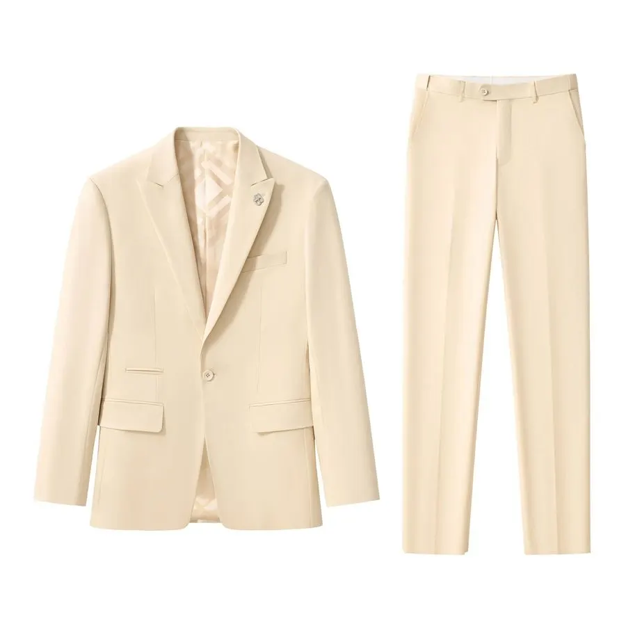 Ivory Sharp-Shoulder Suit Set