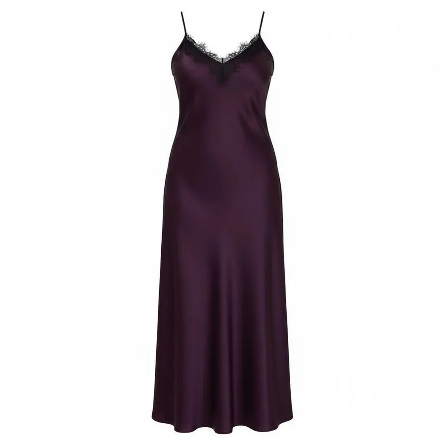 Plum Satin Slip Dress