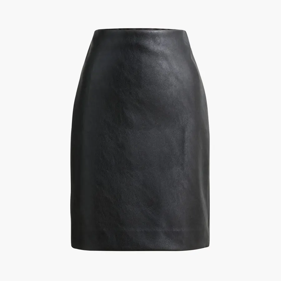 Jet Faux-Leather Pencil Skirt