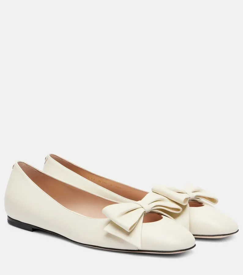 Bow-Front Leather Flats