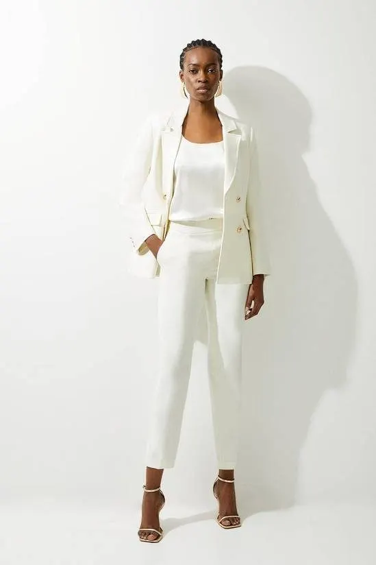 Ivory Cropped Cigarette Trousers