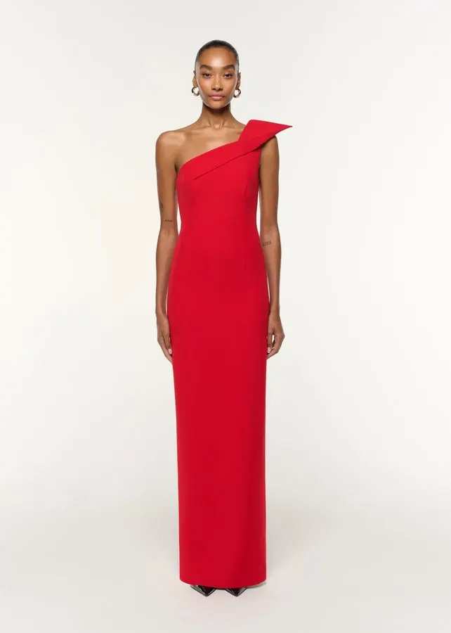 Vermillion One-Shoulder Gown