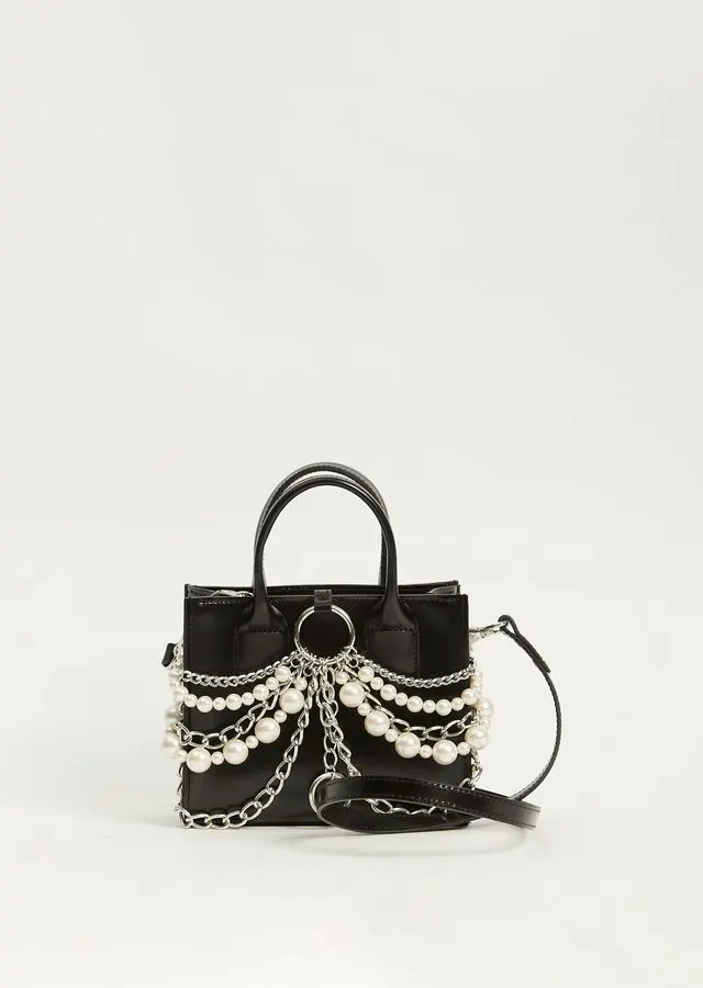 Pearl Chain Top-Handle Bag