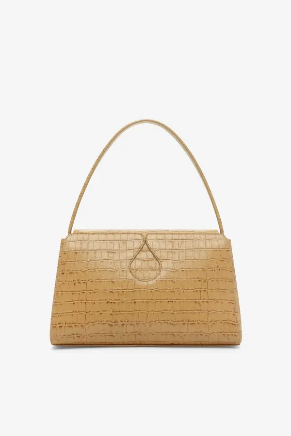 Sable Croc-Embossed Shoulder Bag