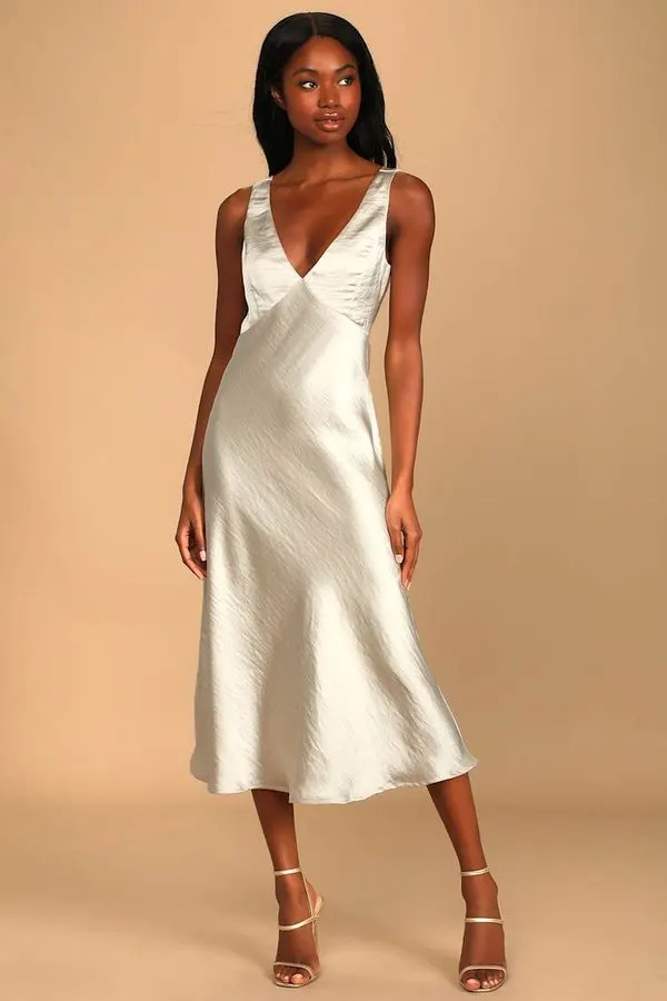 Champagne Satin Bias Midi
