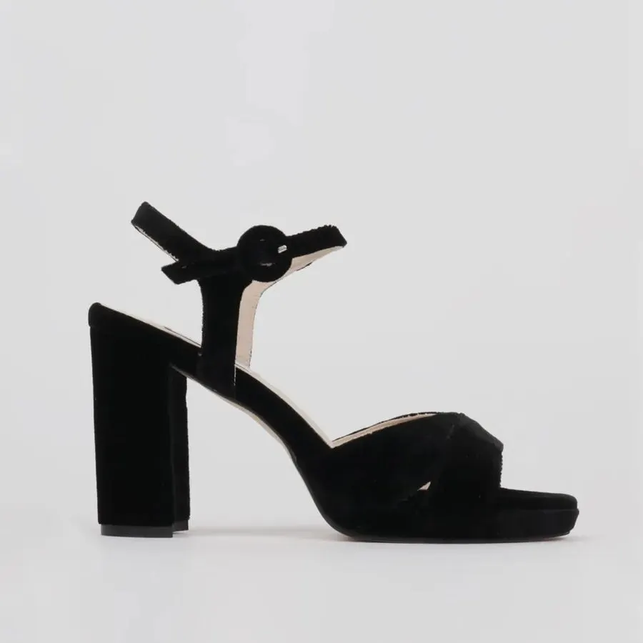 Velvet Noir Wrap-Heel Sandal