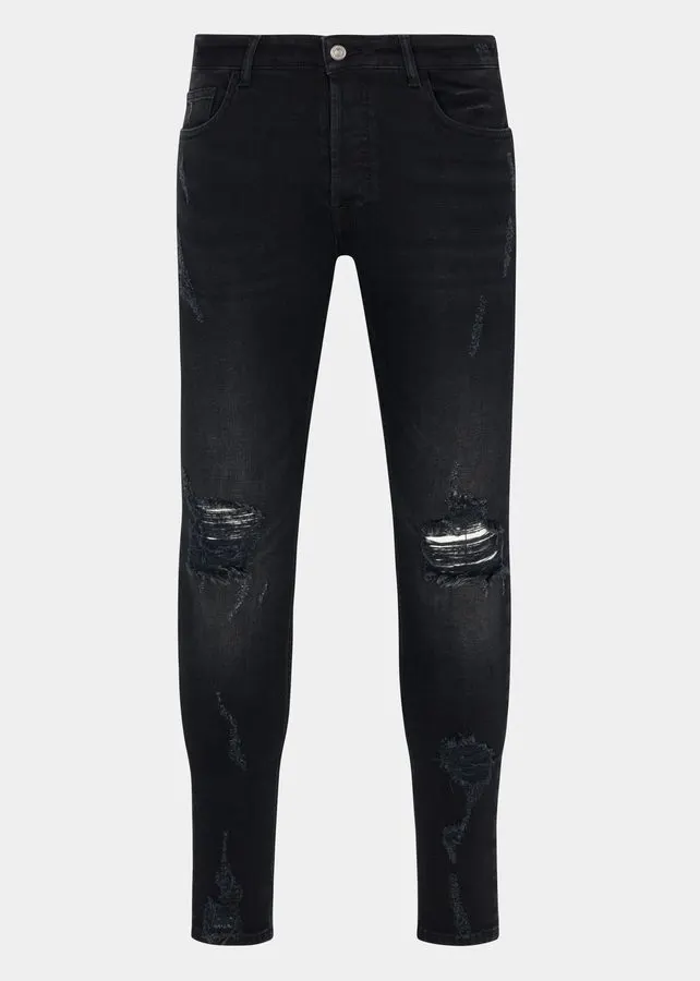 Noir Distressed Slim Jeans