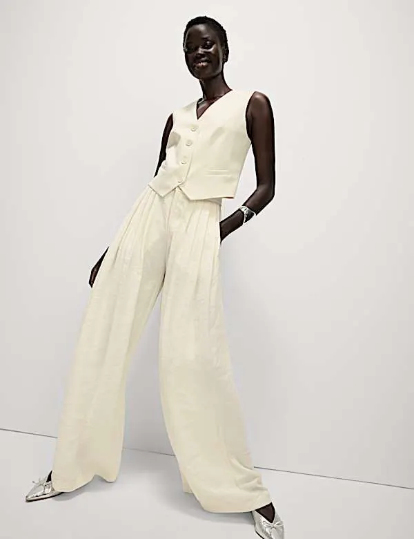 Editorial Pleated Palazzo Trousers