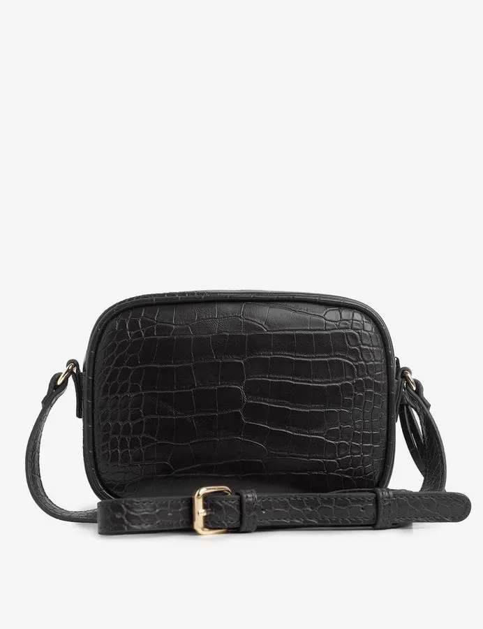 Onyx Croc-Embossed Crossbody