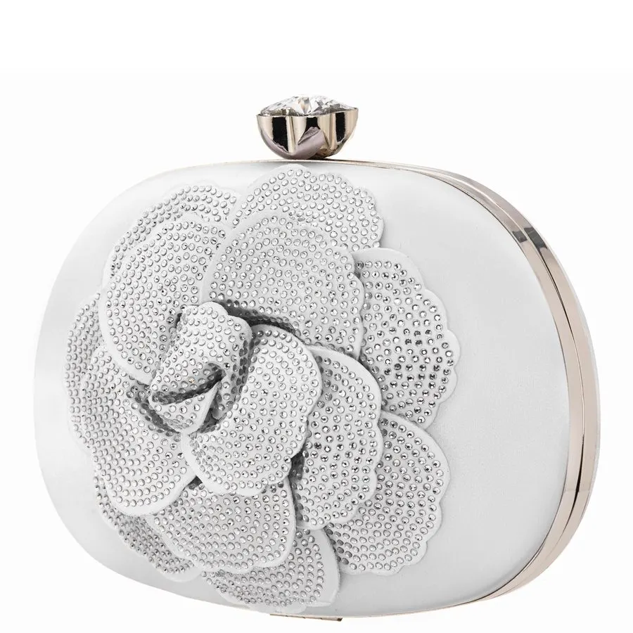 Fleur White Embellished Minaudière
