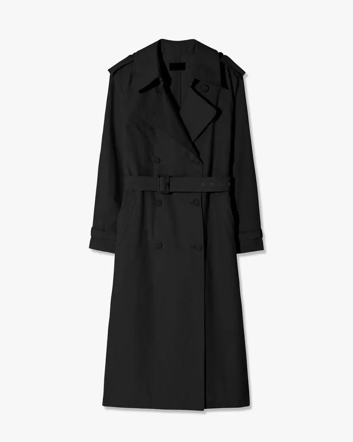 Noir Longline Belted Trench Jacket